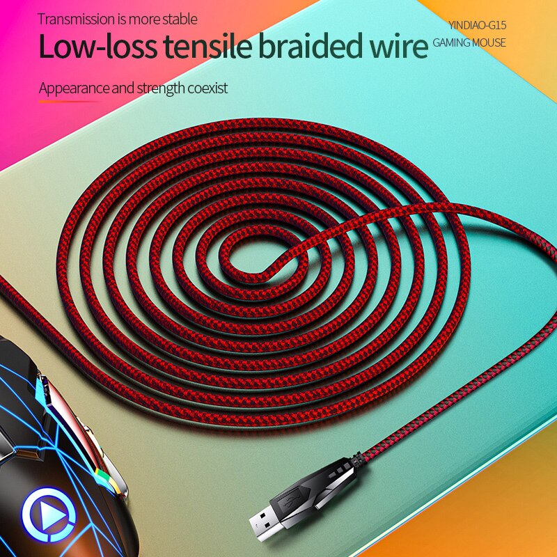 Silent Mouse RGB Color Breathing Gaming Mouse 3200DPI 6 Buttons Ergonomics Mouse USB Wired Mouse For PC Laptops Computer Mice