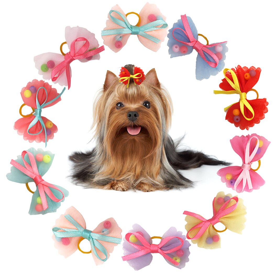 Lazo para el pelo de mascotas, accesorios para el cabello para vestido de de perros y gatos, 10 piezas