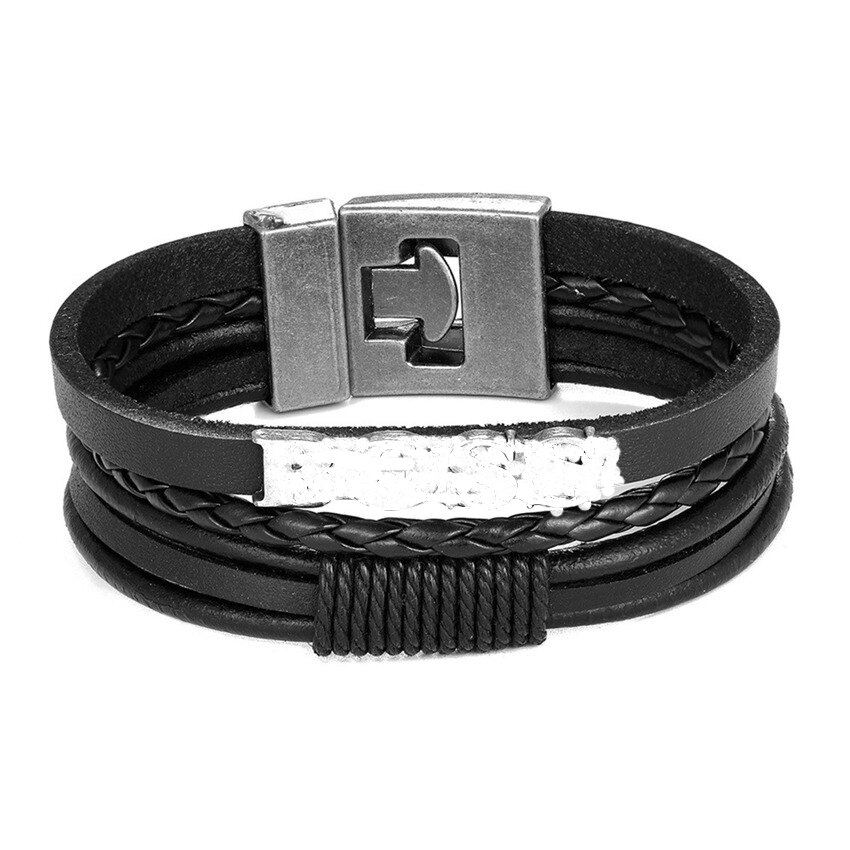 Bracelet en cuir multicouche Vintage pour hommes, bijou à la , breloque rétro,: Vert foncé