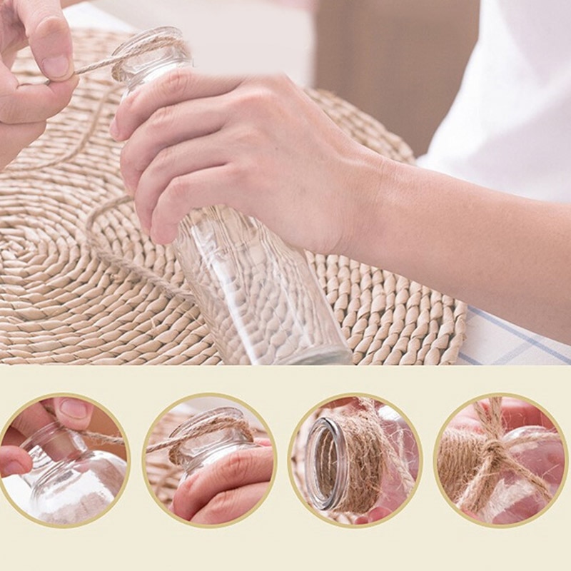 Jarrones de cristal nórdico para Decoración de mesa, florero transparente con cuerda de flores, botella artesanal, muebles para el hogar