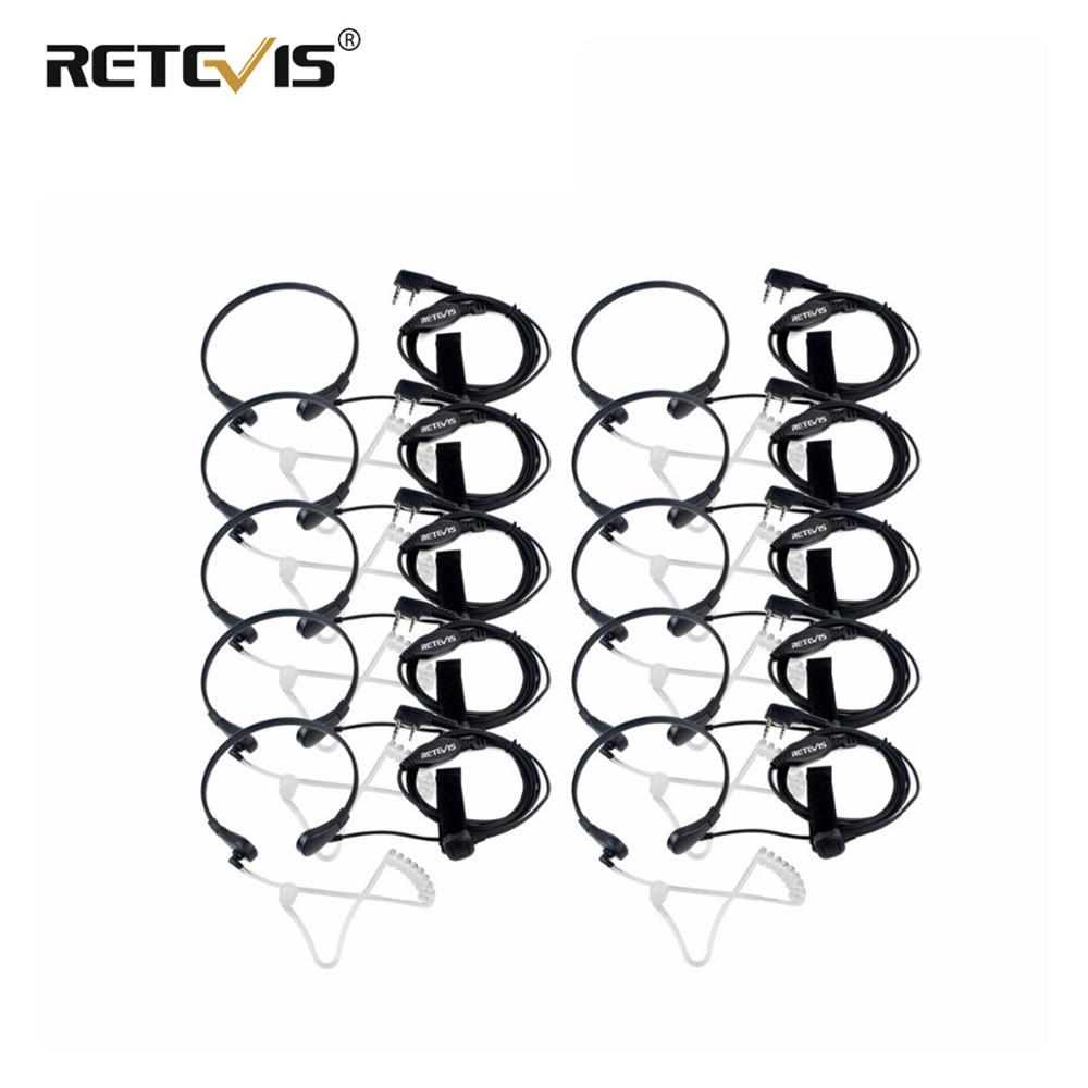10pcs Throat Mic PTT Earpiece Covert Acoustic Tube Headphone For Kenwood Retevis RT5R H777 For Baofeng UV5R Bf-888S Walk Talk