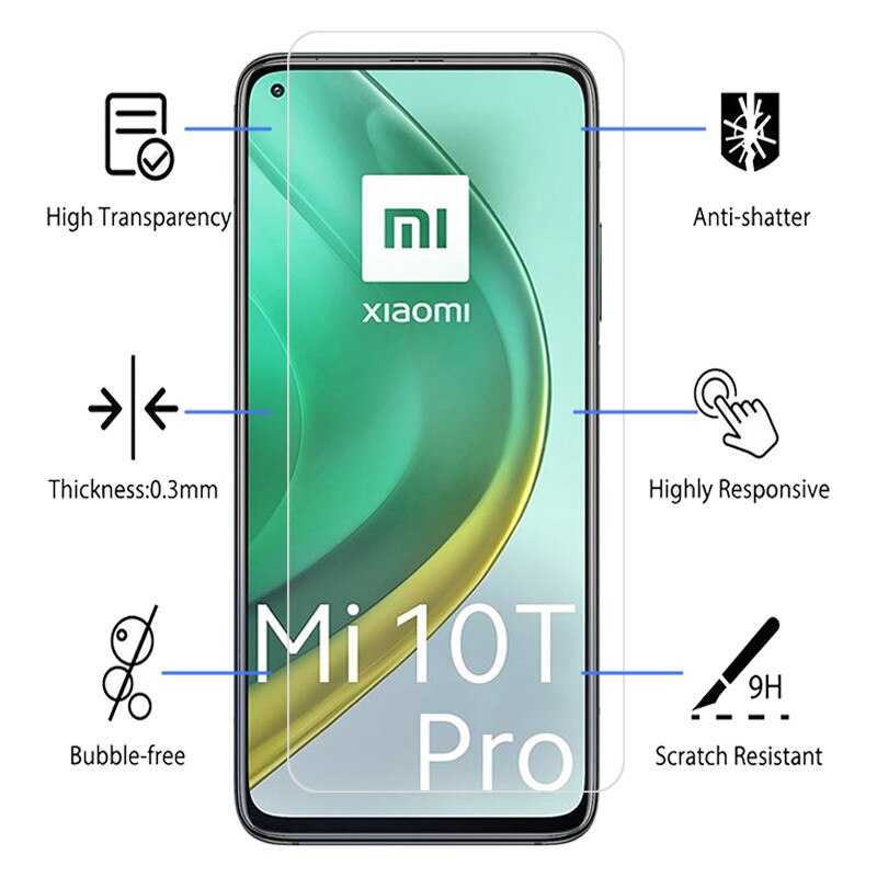 per Xiaomi Mi 10 T pro in Vetro Temperato per Xiaomi Mi 10 T 10 T pro Protezione Dello Schermo di Vetro Del Telefono mi 10 T 5G di Vetro HD Della Copertura Completa