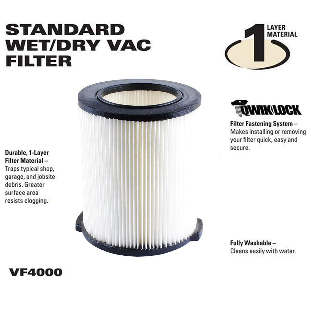 Filtro de aspiradora en húmedo/Seco, repuesto para Ridgid VF4000, de 6 a 20 galones, lavable y reutilizable, accesorios para herramientas de limpieza