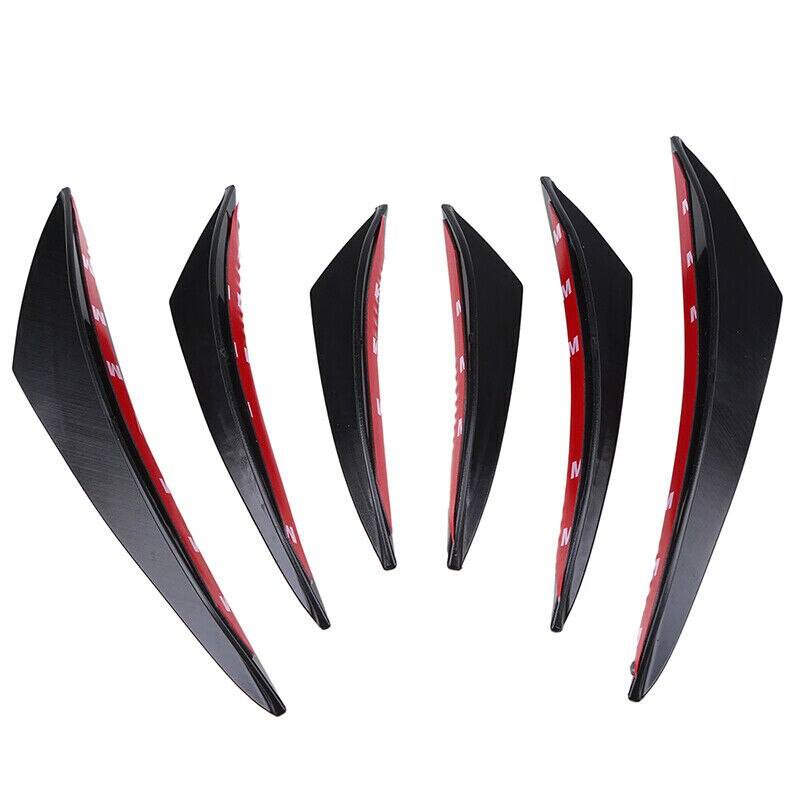 6pcs/set Fit Front Bumper Lip Diffuser Splitter Fins Body Spoiler Canards Valence Chin Car Tuning Canard