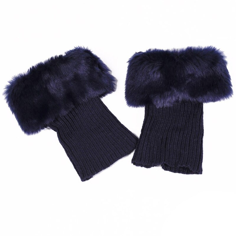 Guêtres en fourrure tricotée au Crochet pour femmes, chauffe-jambes, poignets, chaussettes, guêtres, hiver