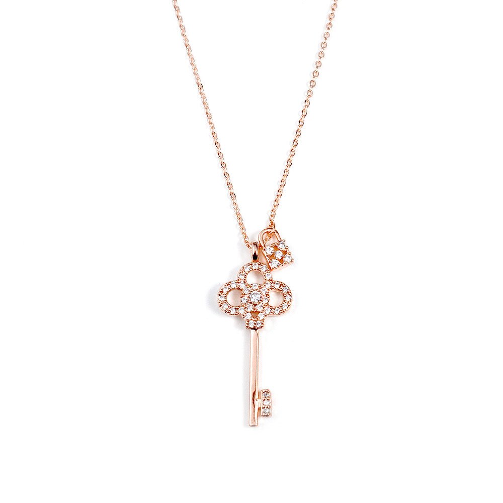 Sipengjel kubieke zirkonia prachtige sleutel hanger ketting gouden ketting choker ketting voor vrouwen sieraden: Roségoud 1