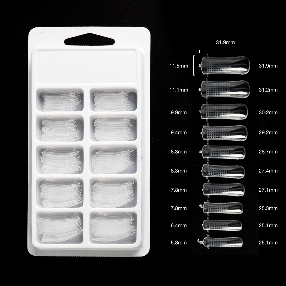 Uñas postizas transparentes, accesorios para manicura y herramientas, funda completa de uña, equipo de arte para construcción rápida, herramienta de maquillaje para extensión de dedos, 20 Uds.