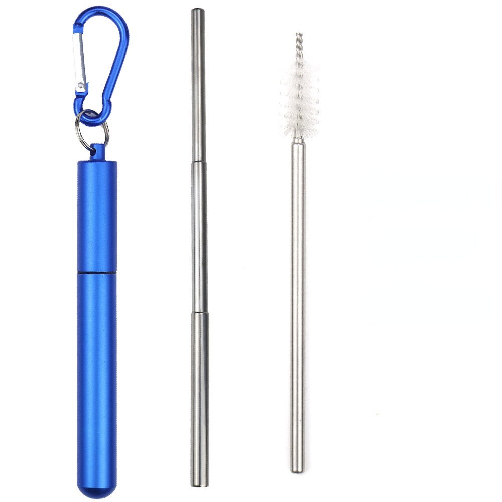 304 Stainless Steel Telescopic Straw Travel Reusable Portable Foldable Metal Beverage Milk Tea Straw: 7