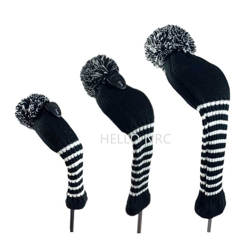 HELLO NRC – couvre-tête en bois tricoté hybride pour Clubs de Golf 3 pièces/ensemble, pilote UT, Fairway, 1 3 5: Black 13UT