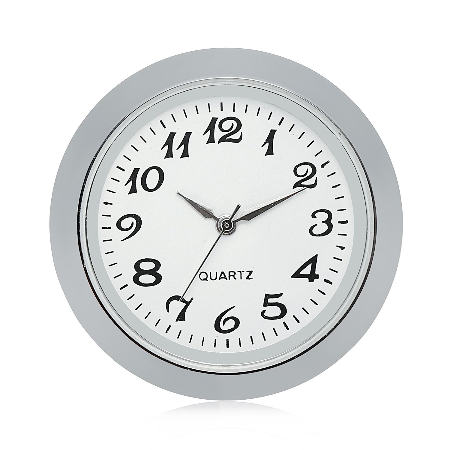 Mini Uhr Einsatz Quarz Bewegung Runde 1 7/16 "(35mm) miniatur Uhr Passen Weiß Gesicht Silber Tonne Lünette Arabischen Ziffern