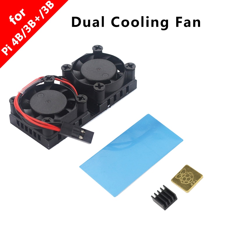 Raspberry Pi 3 doble ventilador con disipador de calor doble sistema de refrigeración radiador enfriador para Raspberry Pi 3 Modelo B 3B Plus 3B +
