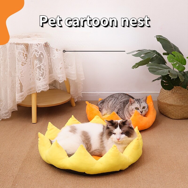 Pet four seasons universal bed cat and dog warm sleeping pad kitten and puppy crown shape nest kennel pet supplies