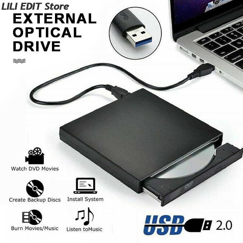 External DVD ROM Optical Drive USB 2.0 CD/DVD-ROM CD-RW Player Burner Slim Portable Reader Recorder For Laptop