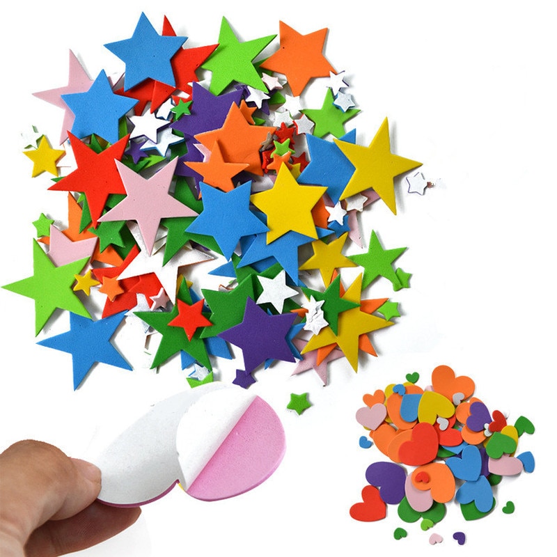 1LOT Mix Star hearts foam stickers Kids toy Scrapbooking kit.Early educational DIY.kindergarten arts and craft.OEM