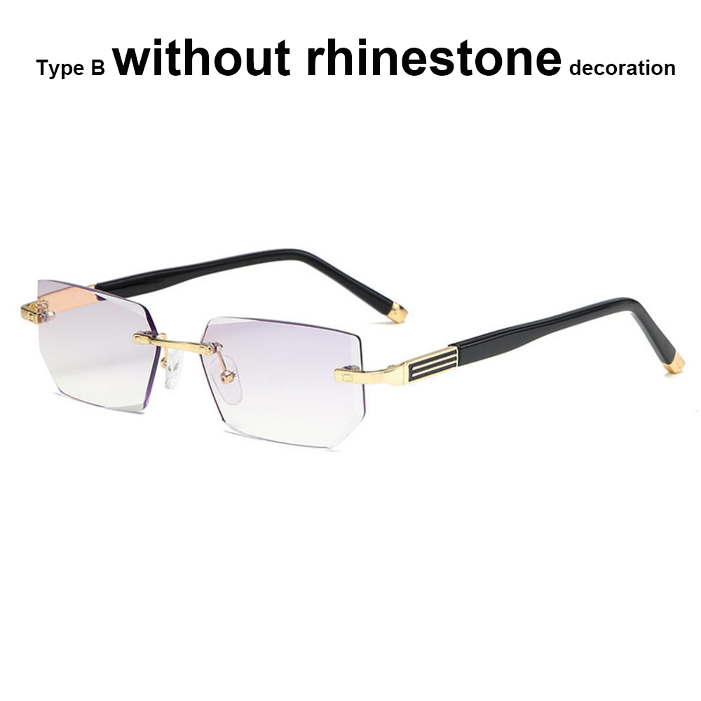 KLASSNUM-gafas de lectura sin montura para hombre, lentes transparentes para presbicia, con borde cortado, antifatiga y antiluz azul: Rojo / +250