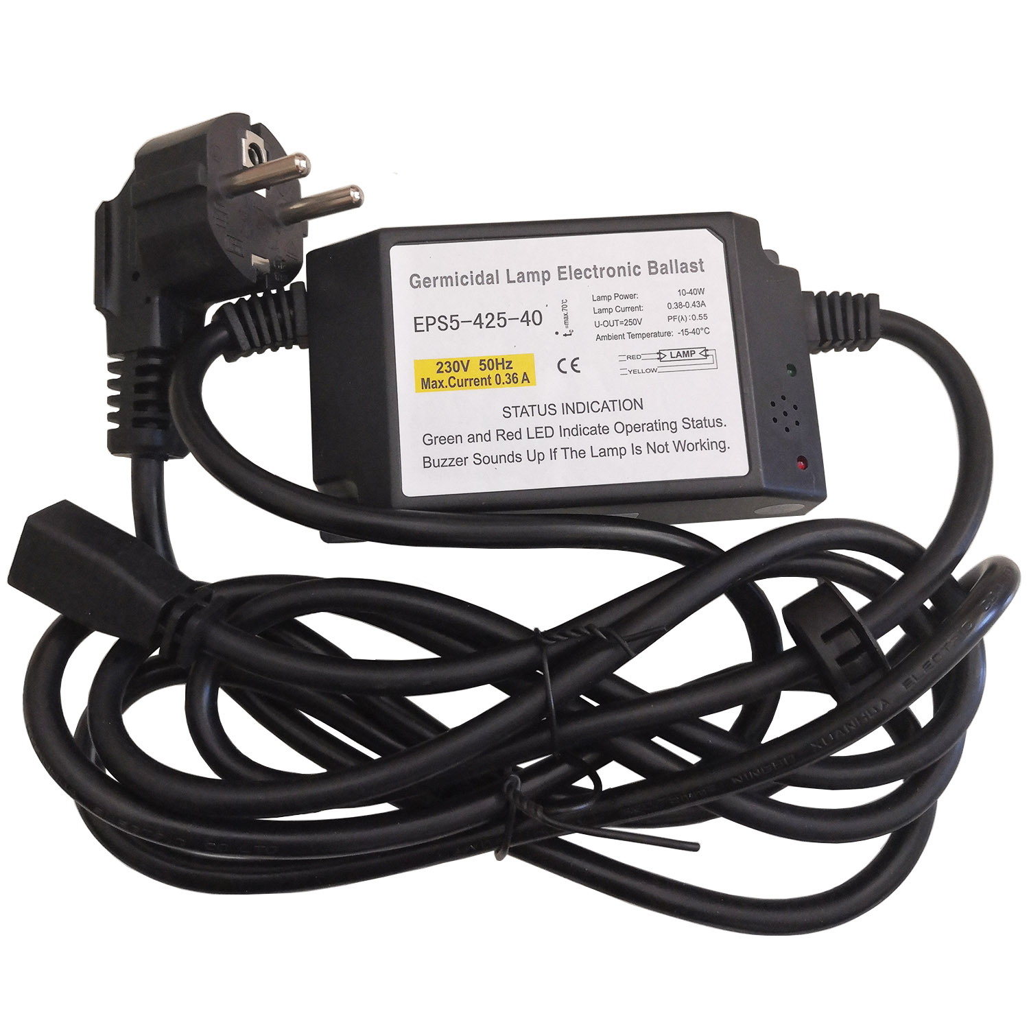 EPS5-425-40 RW5-425-40 EU Standard Germicidal Lamp Electronic Ballast UV Lamps Ballasts with Buzzer Sounds Alarm Function IP60