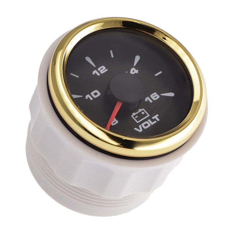 8~16V Waterproof Voltage Gauge 52mm Voltmeter Gauge With 8 Color Backlight Stainless Steel Golden Bezel Volt Meter Instrument