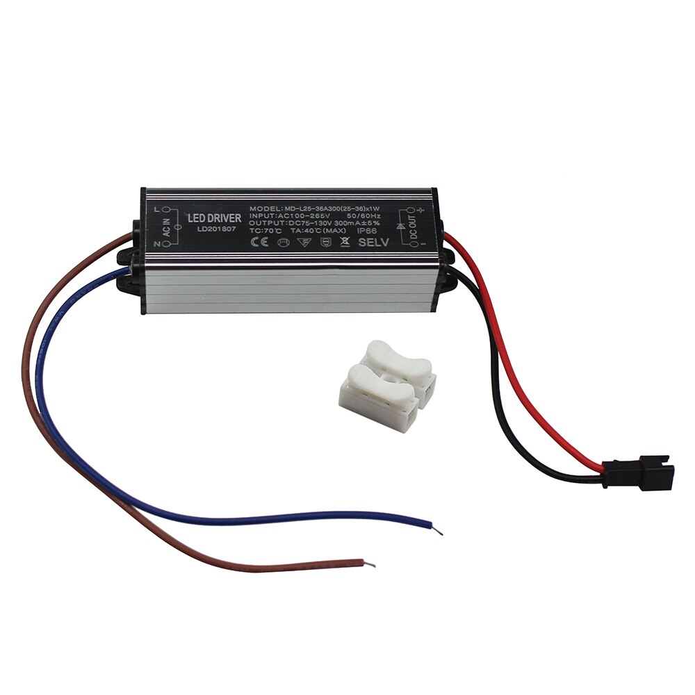 Aluminium IP66 25-36W LED Driver 300mA AC 100-265V to DC 75- 130V Waterproof Power Supply Lighting Transformer Drivers Ballast