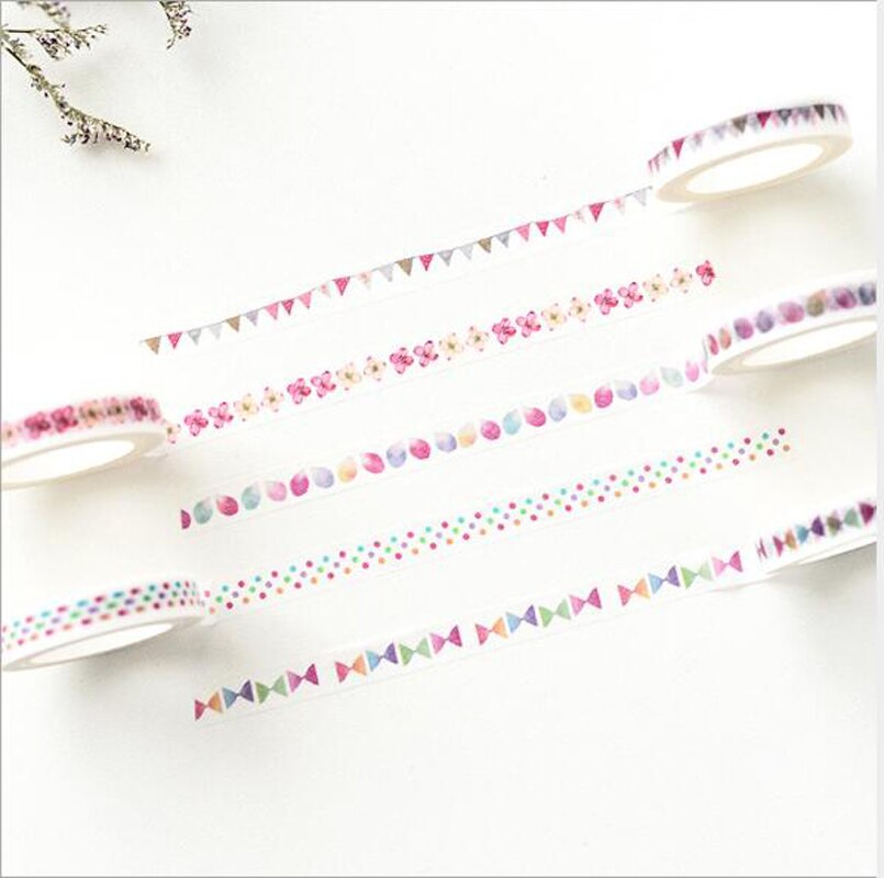 Ruban adhésif Washi Slim, 0.8CM de large, étiquette autocollante, usage quotidien, , amour, fournitures scolaires et de bureau, pour bricolage et Scrapbooking