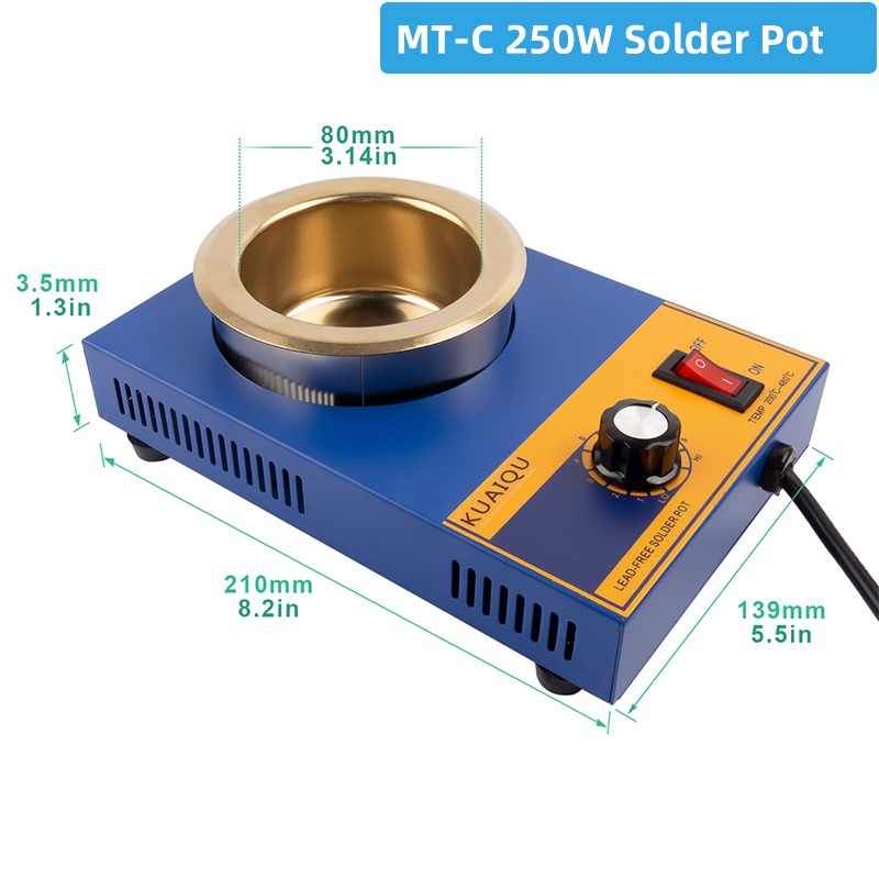 Olla de soldadura sin plomo, horno de fusión de estaño de mano, Control de temperatura ajustable, herramienta de baño para desoldar, 150W / 200W / 250W / 300W: Blanco