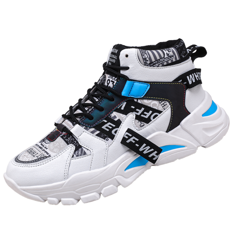 Herre high-top canvas sko mænd forår efterår top sneakers snøre høj stil afslappet sko til mænd: Himmelblå / 9.5