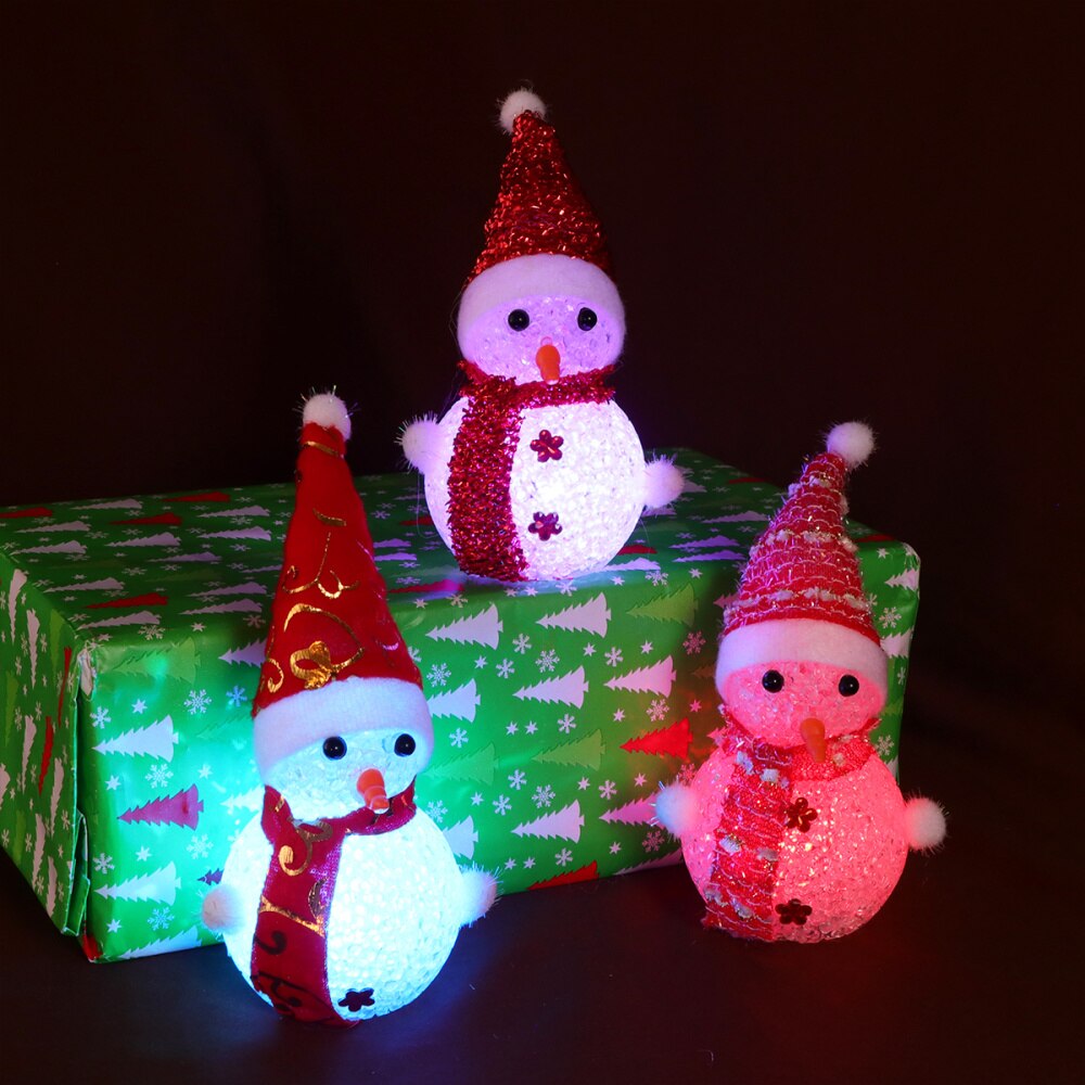 3Pcs Glowing Sneeuwpop Grappig Draagbare Schattige Gloeiende Prop Sneeuwpop Licht Lichtgevend Speelgoed Voor Volwassenen