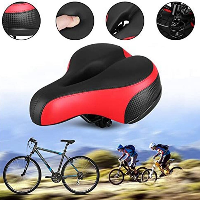 Fietszadel, fietszadel met reflecterende tape, zacht kussen, geschikt voor mountainbike, racefiets, hometrainer