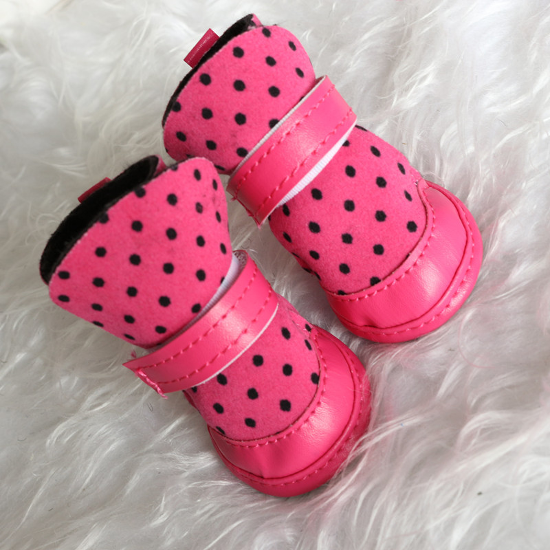 Winter Warm Hond Laarzen Waterdichte Elastische Dot Huisdier Kat Anti-Slip Schoenen Voor Kleine Honden Teddy Puppy zachte Bodem Booties