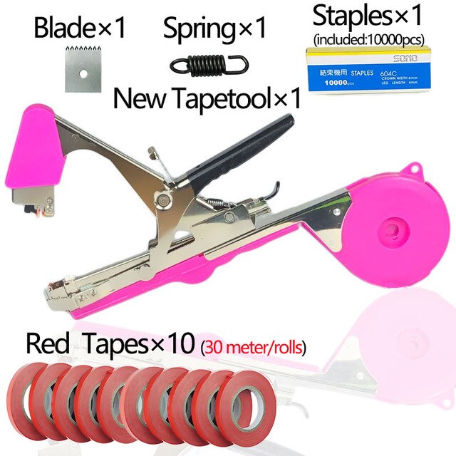 Máquina atadora manual Onnfang, conjunto de cintas de cinta para planta de jardín, Tapetool, para uvas, tomate, pepino, juego de grapas para verduras: Tapetool Kit R-P9