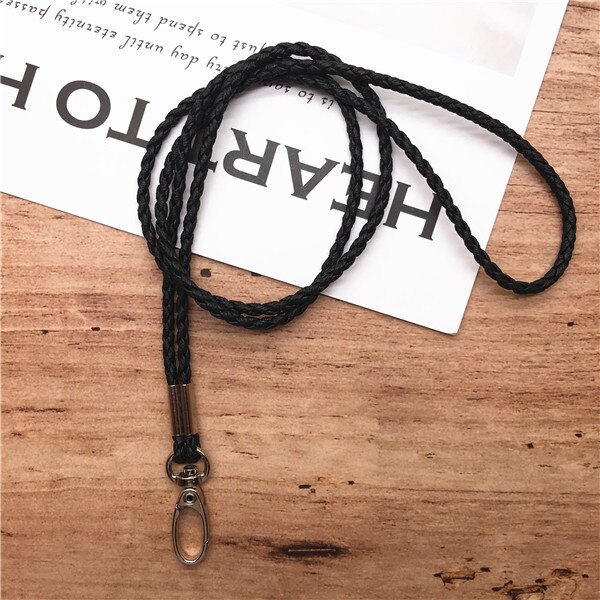 10pcs/lot Neck Lanyard Braided Necklace String Strap for Student Staff Work Card Holder USB Holder ID Pass Card Badge Holder: black 10pcs