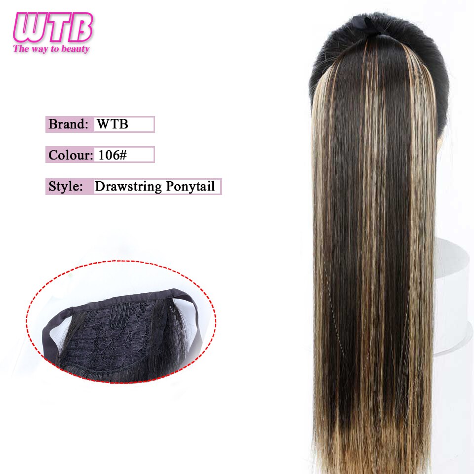 WTB-coletas rizadas cortas sintéticas para mujer, coletas onduladas con cordón resistente al calor, color negro y marrón: #1B