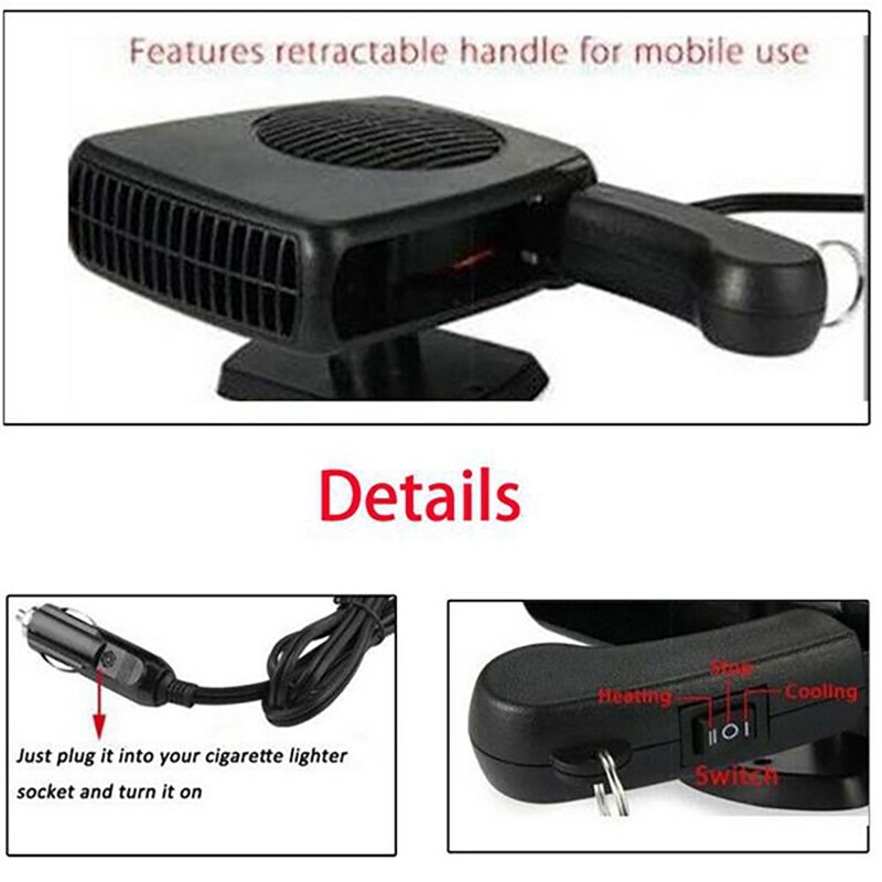 2 in 1 Car Heater Air Cooler Fan Windsn Demister 24V Defroster Electric Heating Portable Good Auto Dryer Heated