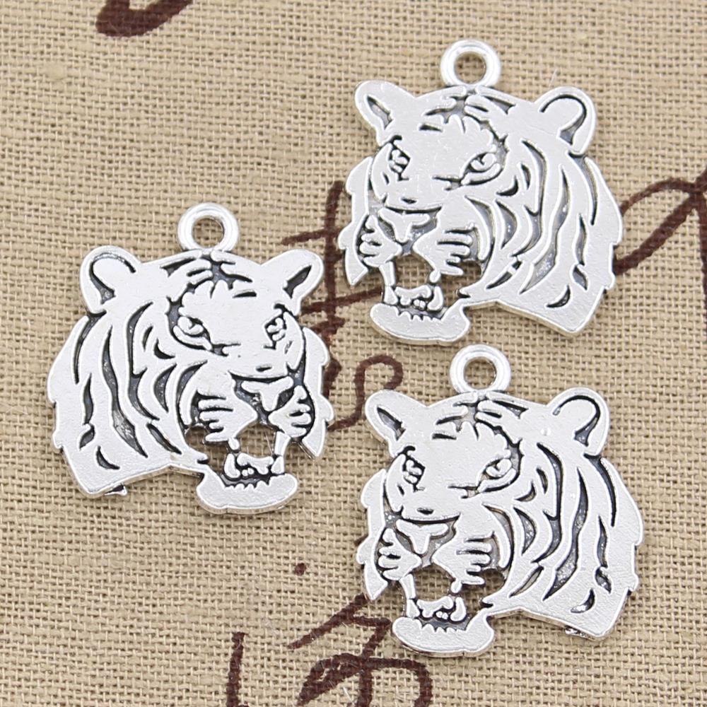 8 pièces breloques tête de tigre rugissant 27x24mm pendentif fait main faisant la forme, tibétanbronze Vintage, bricolage pour Bracelet collier