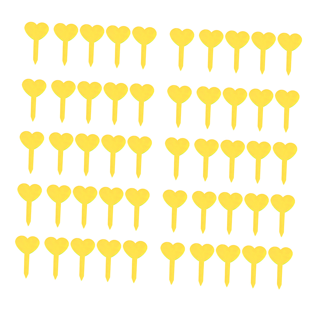 Etiquetas reutilizables para semillas de plantas y corazones, marcadores para macetas, etiqueta para Estaca de jardín, 50 unidades: Yellow