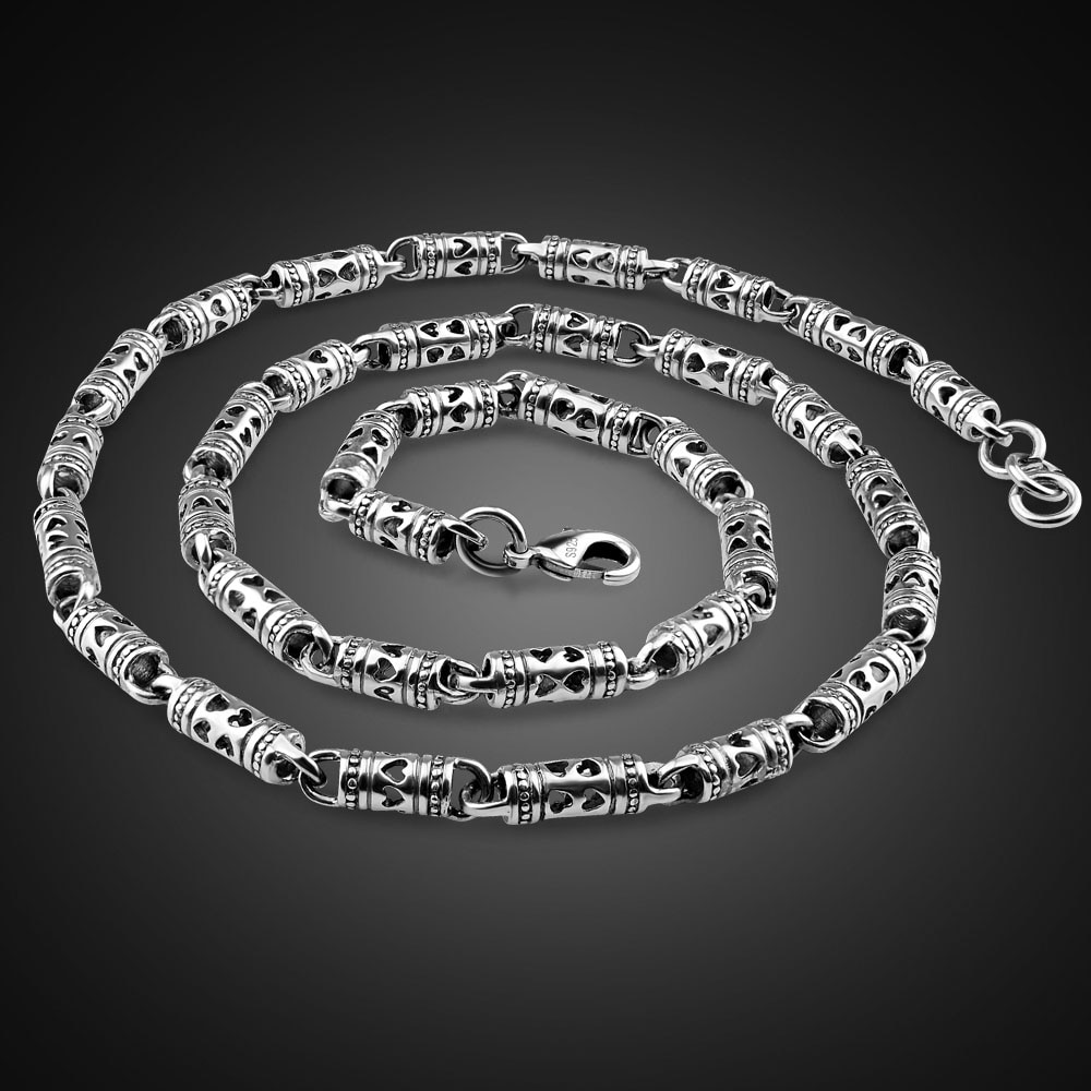 Collana con ciondolo da uomo in vero argento Sterling 100% 925 Punk Hip-Hop 24 pollici catena moda uomo/ragazzo gioielli in argento tailandese retrò: Necklace 55cm