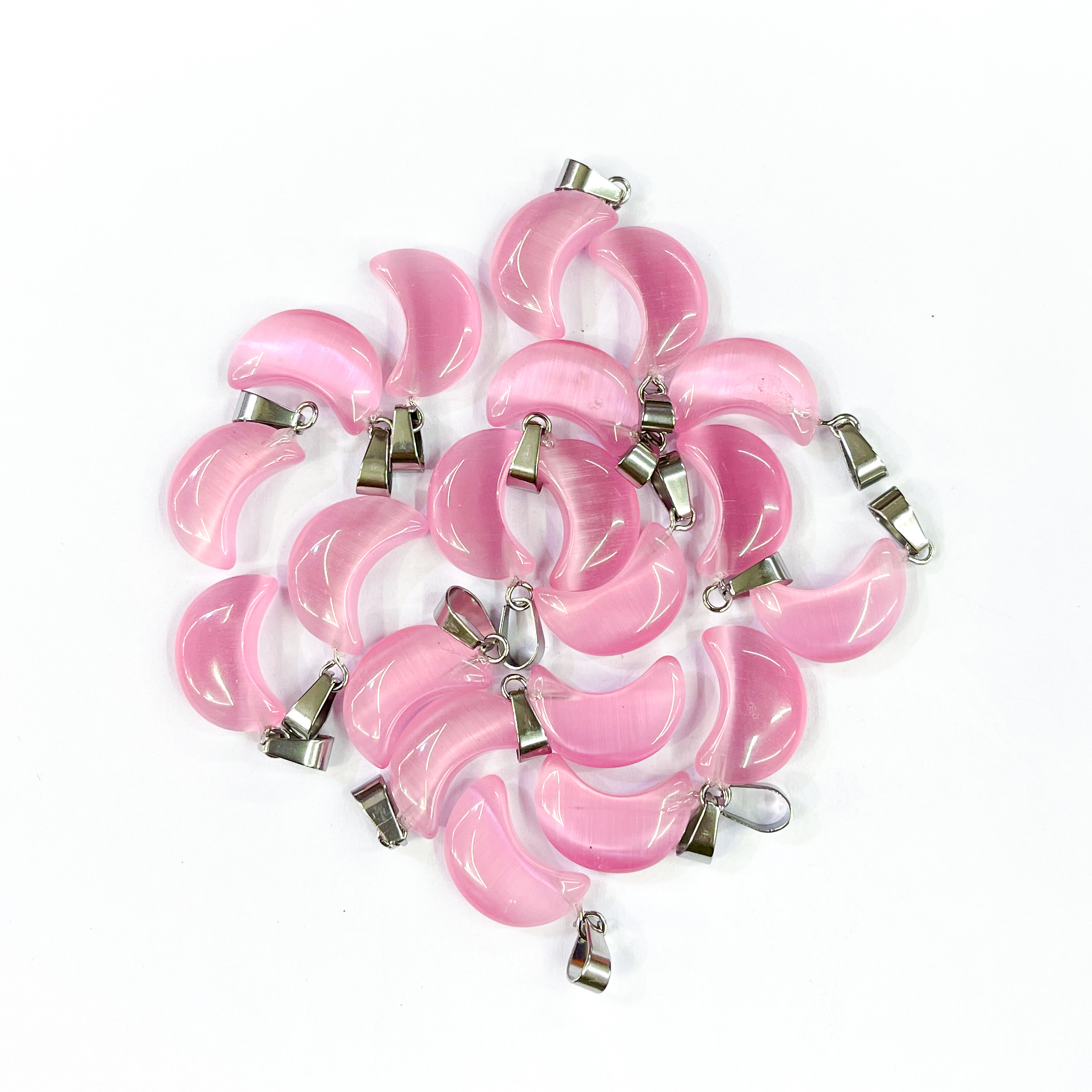 10 Stks/partij Kat Ogen Steen Maan Vorm Charmes Hanger Voor Diy Sieraden Maken Ketting Accessoires Gem Steen Vrouwen Sieraden