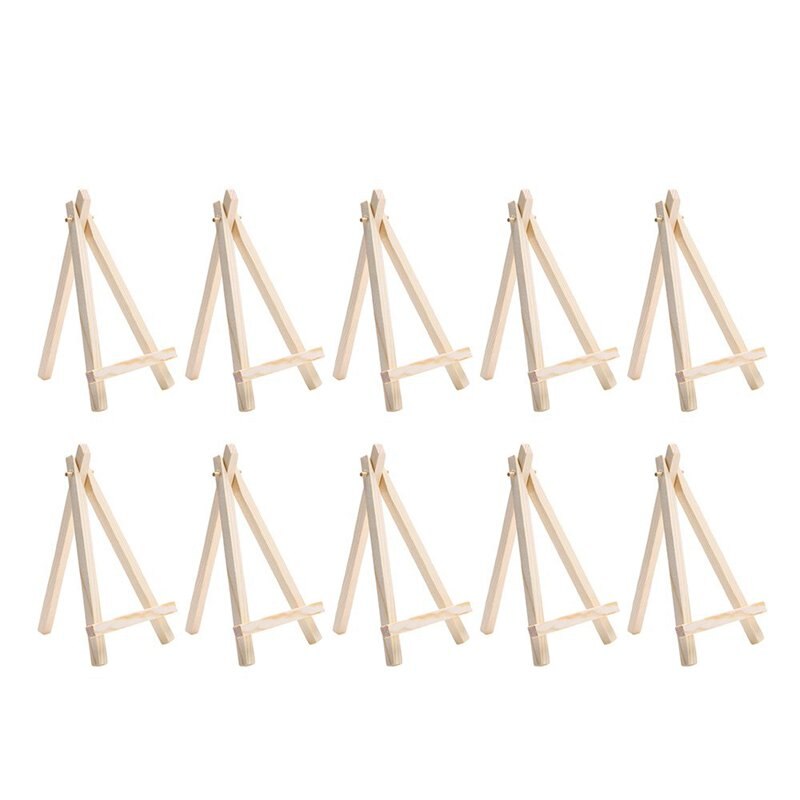 10 Uds de madera Mini caballete para artista-triángulo de boda, soporte de mesa de pantalla-15X8 Cm