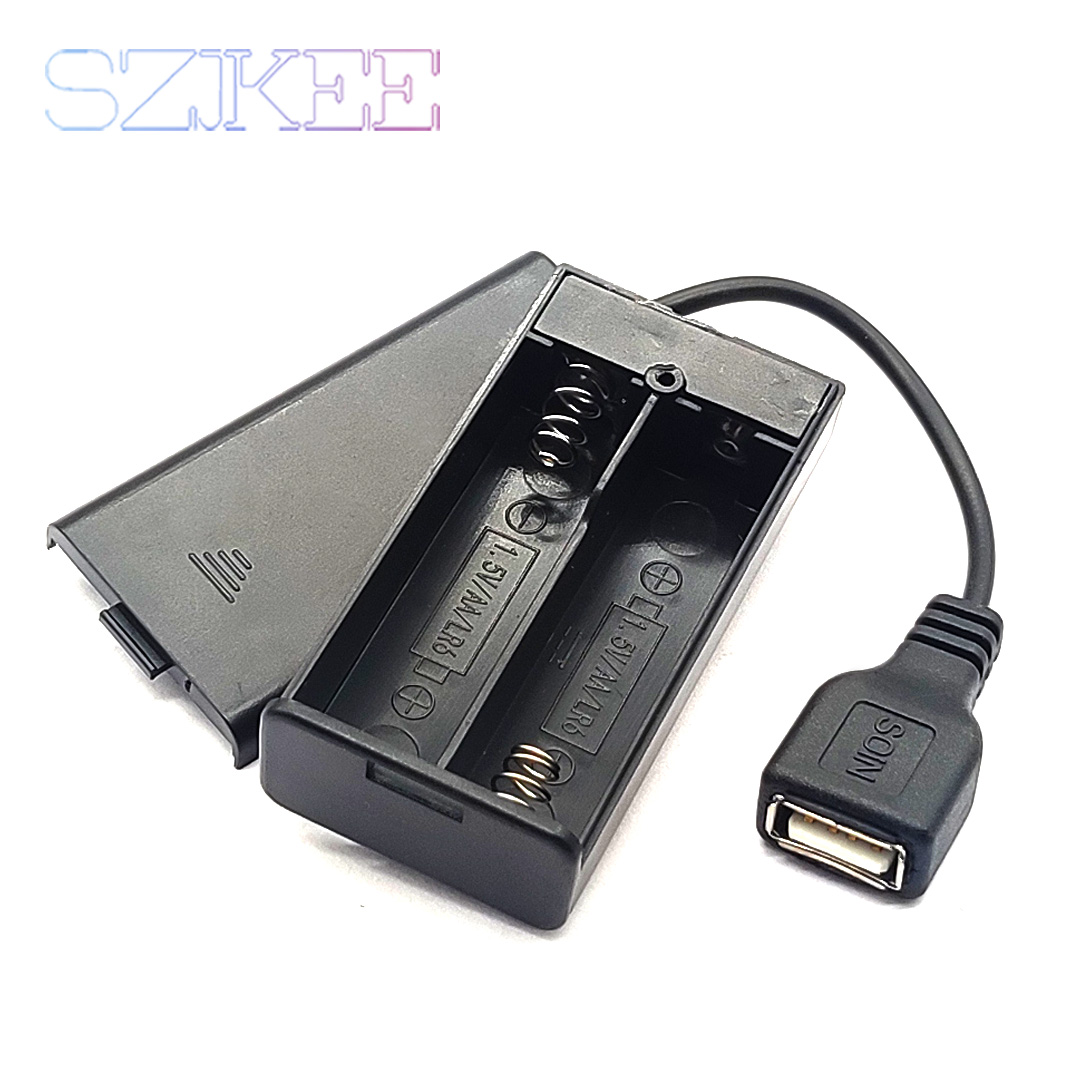 Soporte para pilas AA, caja para pilas AA con puerto de alimentación USB con cubierta y interruptor con ranura 2/3/4/6/8 DIY