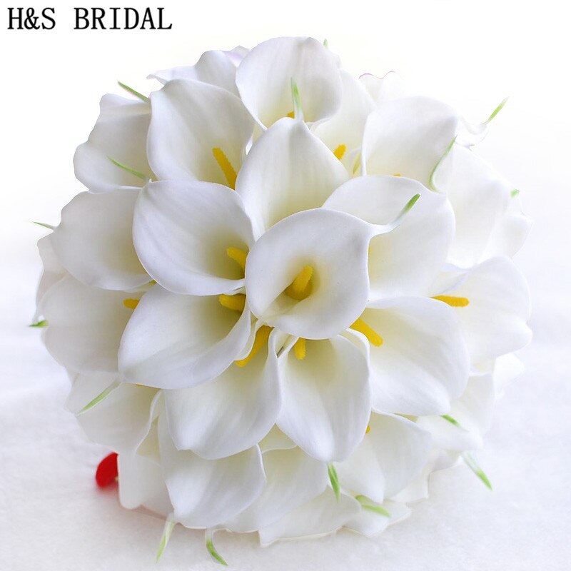 Beautiful White Yellow Calla Lily Wedding Bouquet Brides Bridesmaid artificial flower buque de noiva bouquet wedding bouquet