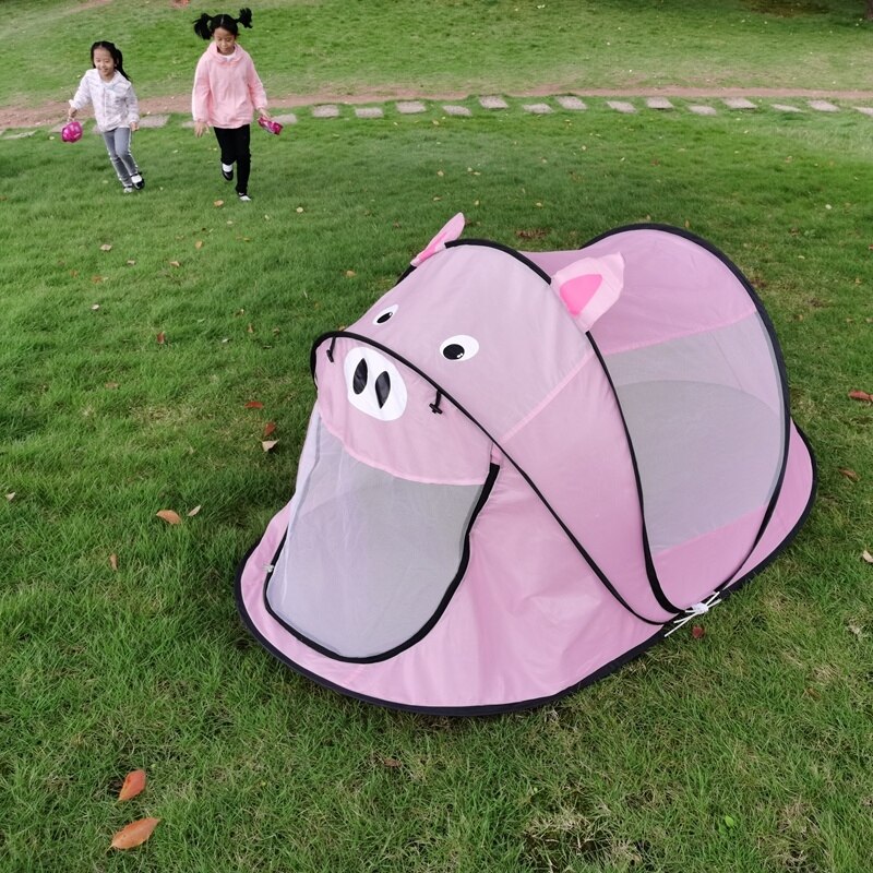 Portable Children Indoor And Outdoor Play Tent Pop-up Tent Cartoon Pink Pig Children's Toy Playhouse