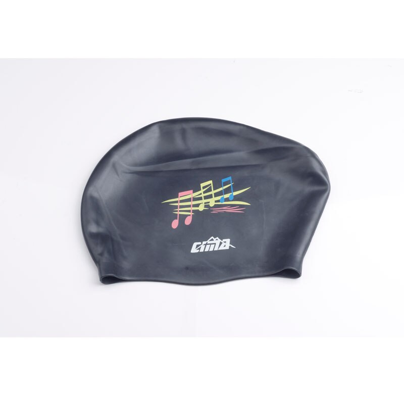 Swimming Cap Women Silicone Long Hair Extra Large Big Waterproof Swim Hat for Lady with Ear Cup Protect Elastic Swimming Caps: Black Music