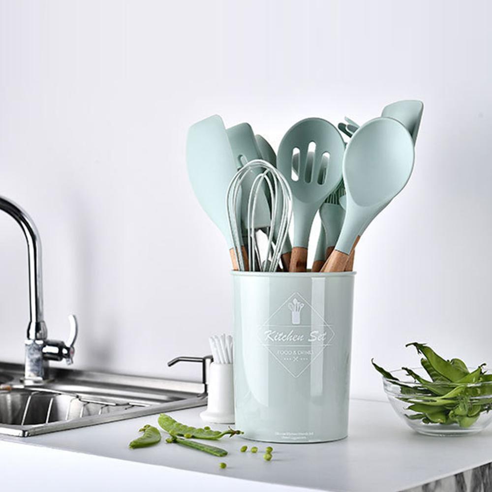 12pcs/set Silicone Kitchenware Baking Utensils Non-stick Kitchen Cooking Tool Practical High Temperature Resistance Cookware Set