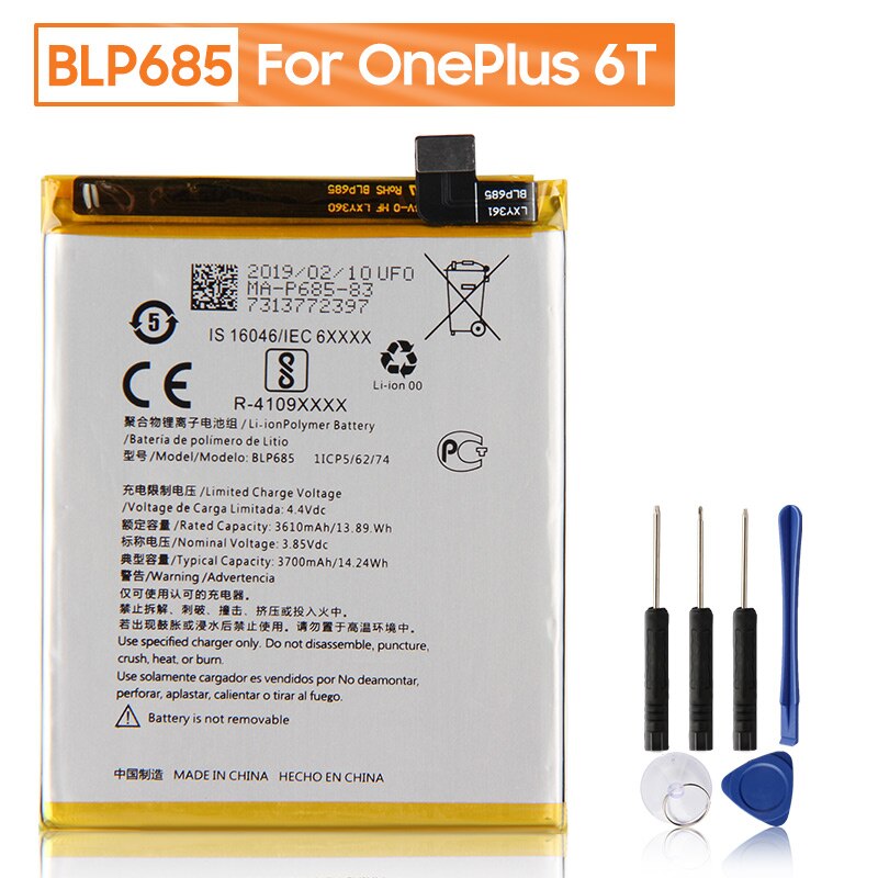 OnePlus originale Batteria di Ricambio BLP657 Per OnePlus 6 6T 7 7T BLP699 7 Pro 7T Pro OnePlus 5 5T BLP571 Per OnePlus 1 2 3 3T: BLP685-OnePlus 7 6T