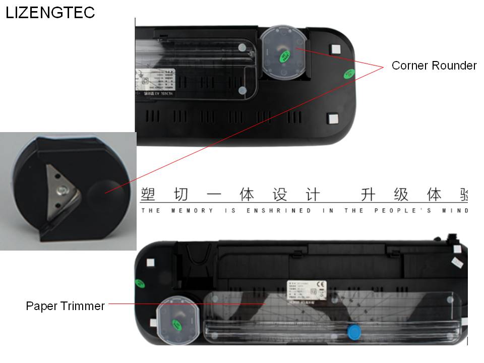 Lizengtec &kold med papir trimmer & hjørne runder rulle laminator maskine til  a3 papir foto