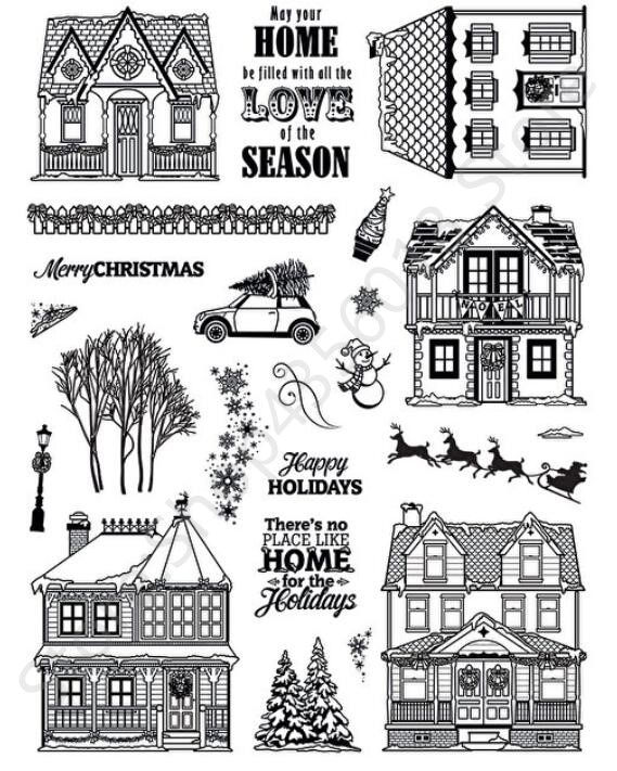 houses Clear Stamp Or stamp for DIY Scrapbooking/Card Making/Kids Fun Decoration Supplies A099