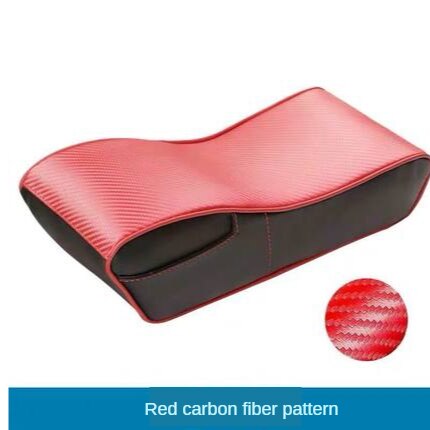 Leren auto armsteun kussen auto middenconsole stoel armleuningen box covers bescherming hand verhoging steunen accessoires: Koolstofrood