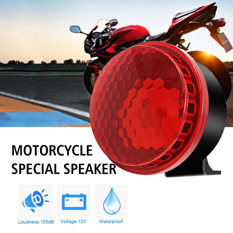 Universal 12V Motorcycle Car Loud Brake Siren Horn Auto Vehicle Emergency Alarm Loudspeaker with 6 Tones LED Flash
