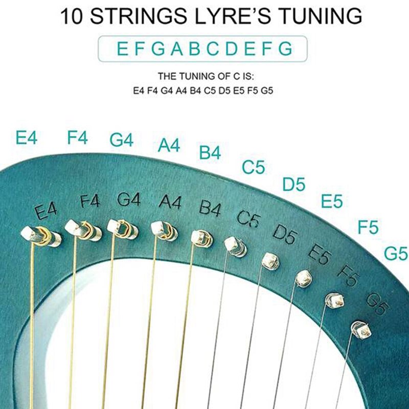 ZANi Lyre Harp 10 Metal String Ancient Greece Style Lyra Harp with Tuning Wrench for Adult Kids and Beginner,Music Lovers,Etc