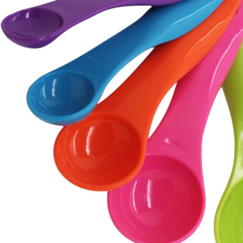5Pcs/set Lovely Colorful Plastic Measuring Cups Measure Spoon Kitchen Tool Kids Spoons Measuring Set Tools For Baking Coffee Tea