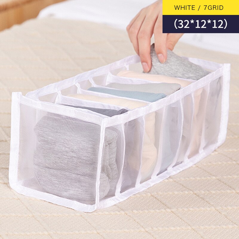 Unterwäsche Bh Veranstalter Lagerung Kasten Schrank Organisatoren Kleiderschrank Hause Schals Socken Teiler Boxen Organisation Schublade Schlafsaal: Weiß 7 Gitter